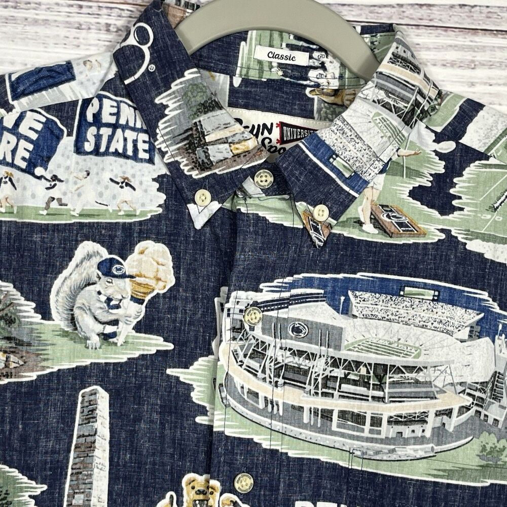 Reyn Spooner Hawaiian Shirt S Penn State Nittany Lions PSU Short Sleeve Button